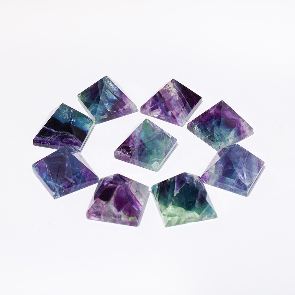 3 Sizes of Pure Multicolored Fluorite Crystal Pyramids Wholesale