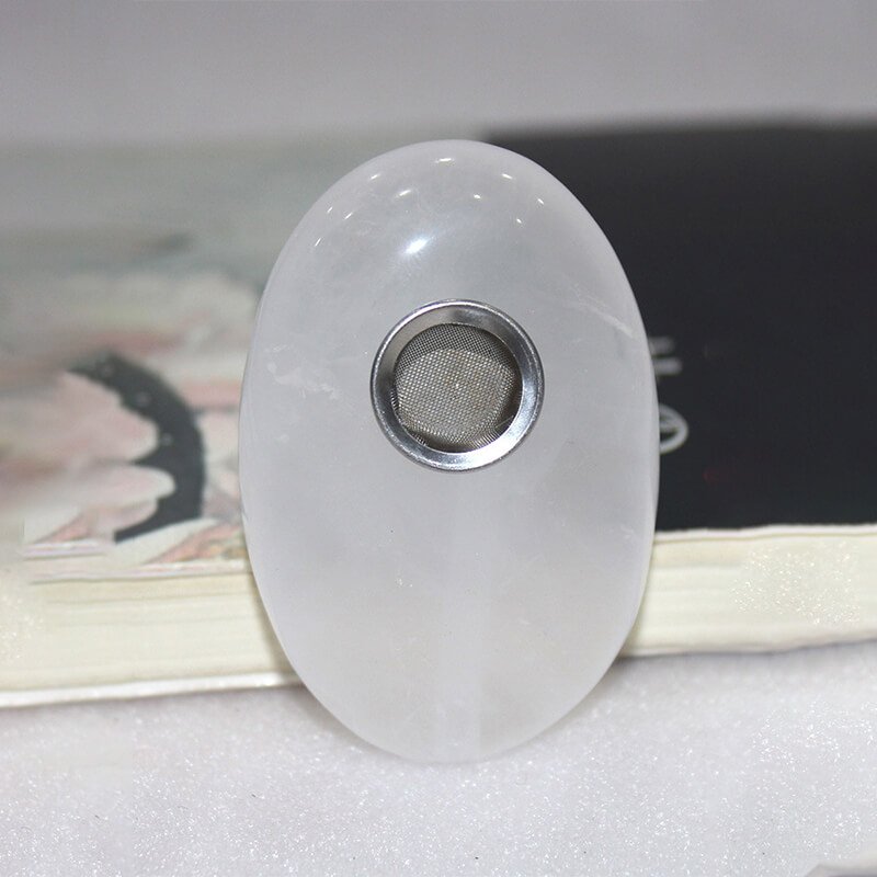 Clear Quartz Palm Stone Pipe 1.97 in