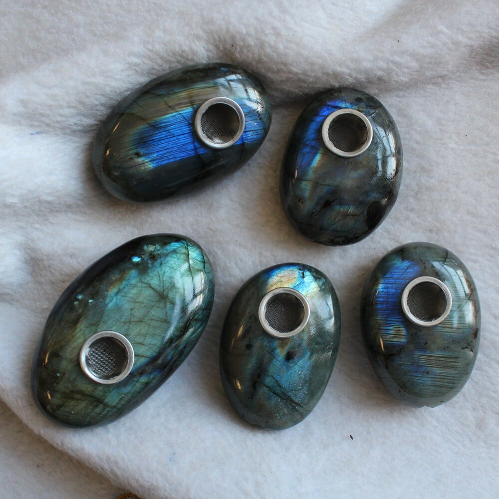 Labradorite Palm Stone Pipe 1.97 in