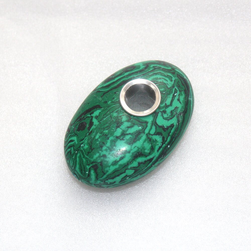 Malachite Palm Stone Pipe 1.97 in
