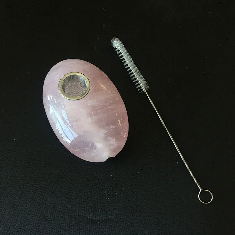 Rose Quartz Palm Stone Pipe 1.97 in