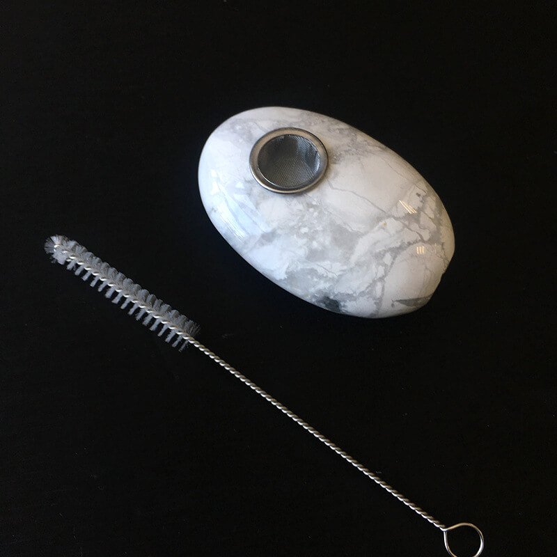 Howlite Tumbled Stone Palm Stone Pipe 1.97 in