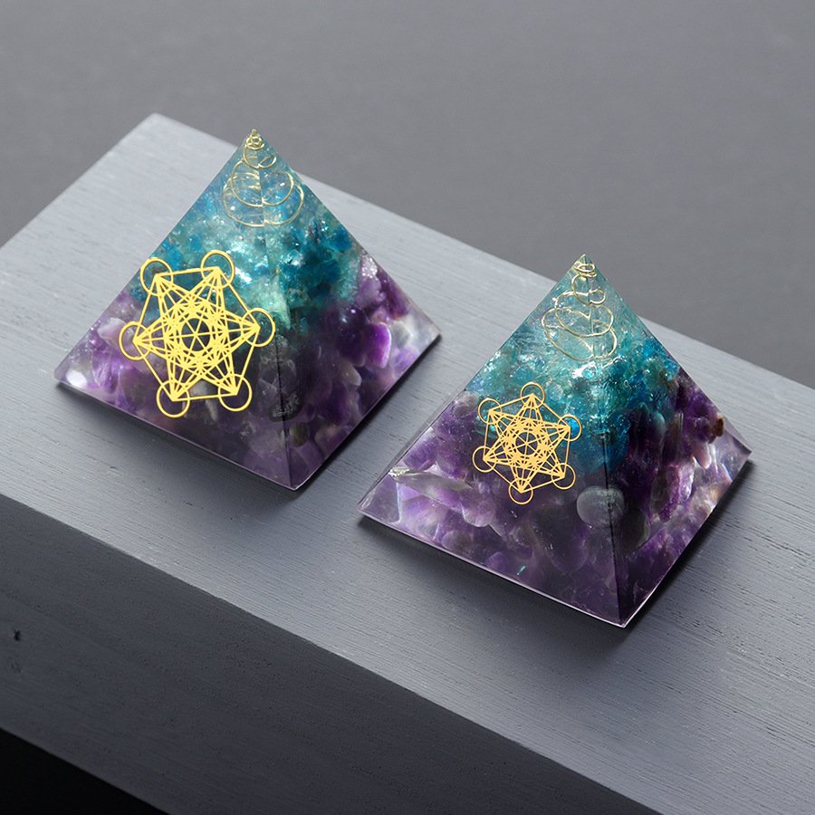 Amethyst Energy Pyramid with Magic Circle 1.97 in Wholesale - 1