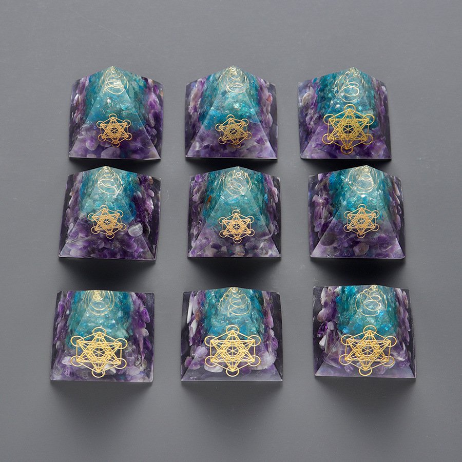 Amethyst Energy Pyramid with Magic Circle 1.97 in Wholesale - 2