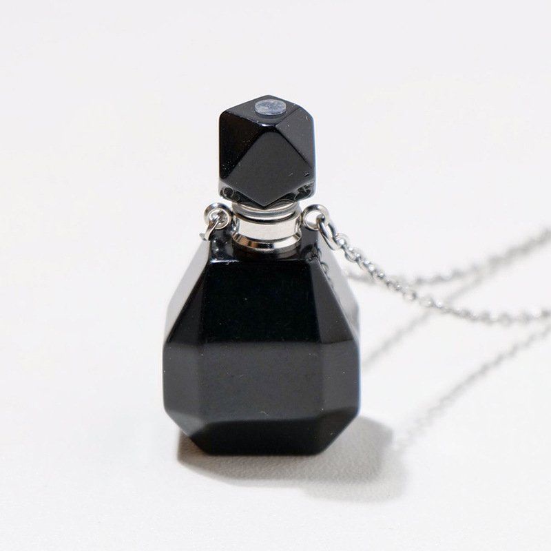 1.38 in Obsidian Perfume Bottle Pendant Bulk