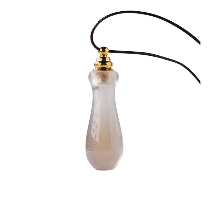 Natural White Agate Bottle-Shaped Crystal Perfume Bottle Pendant 2.01 in Wholesale