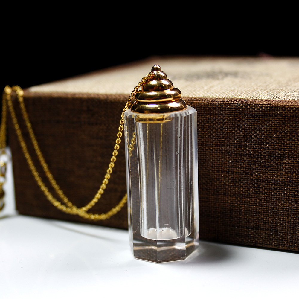 High-Quality Clear Quartz Hexagonal Perfume Bottle Pendant 1.69 in Wholesale
