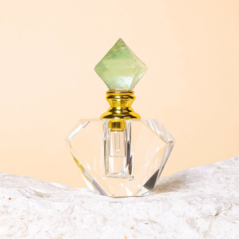 Natural Green Fluorite Faceted Crystal Perfume Bottle 2.76 in Wholesale