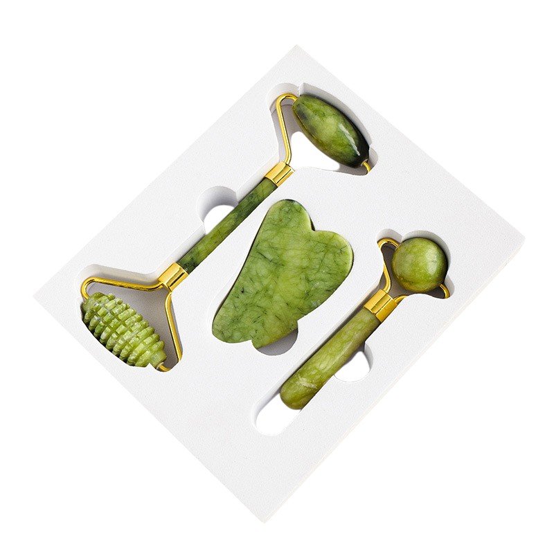 Natural Xiuyan Jade Face Roller and Gua Sha Gift Box Wholesale 5.51 in (14 cm) - 2
