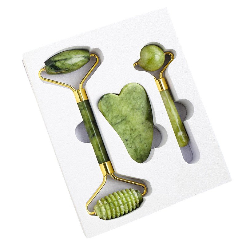 Natural Xiuyan Jade Face Roller and Gua Sha Gift Box Wholesale 5.51 in (14 cm)