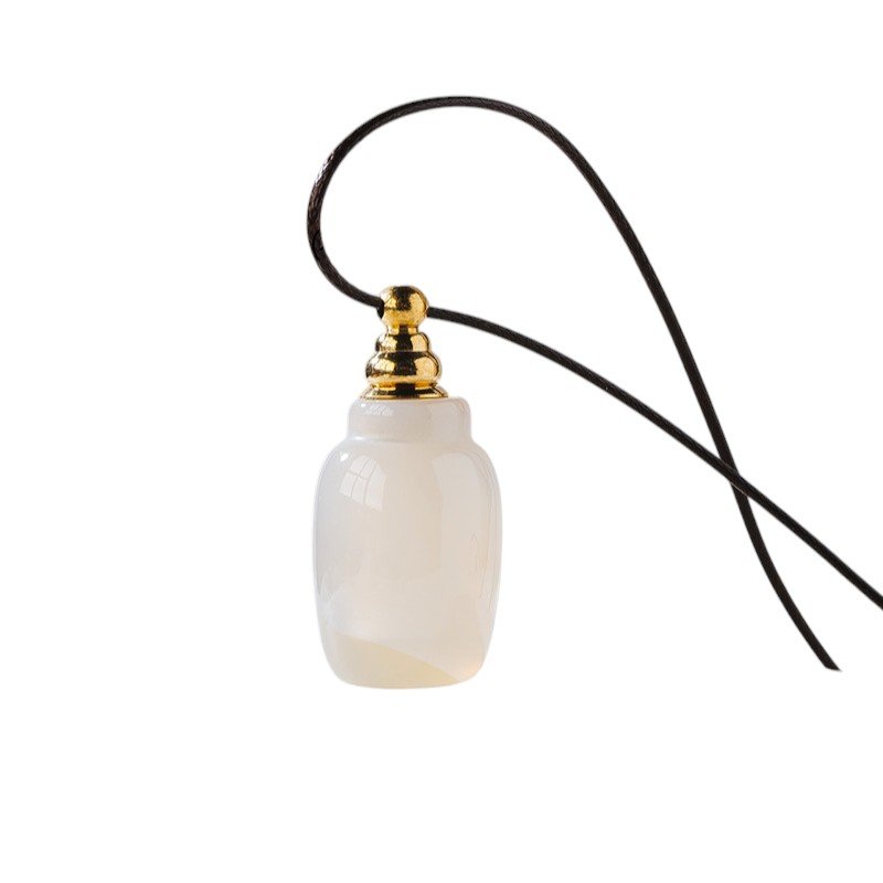 Natural White Agate Jar-Shaped Crystal Perfume Bottle Pendant 1.38 in Wholesale