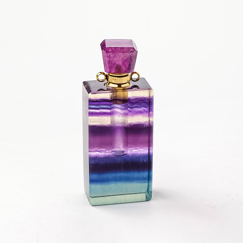 High-Quality Rainbow Fluorite Cuboid Perfume Bottle Pendant 1.77 in Wholesale