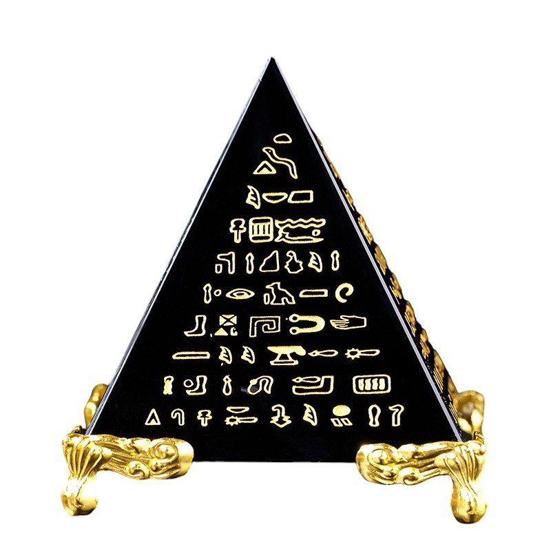 Natural Black Obsidian Pyramid with Ancient Egyptian Inscriptions 2.36 in Wholesale - 1