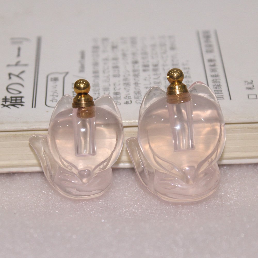 High-Quality Rose Quartz Tulip Perfume Bottle Pendant 1.30 in Wholesale