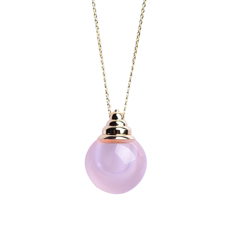 Natural Rose Quartz Round Perfume Bottle Pendant 1.06 in Wholesale
