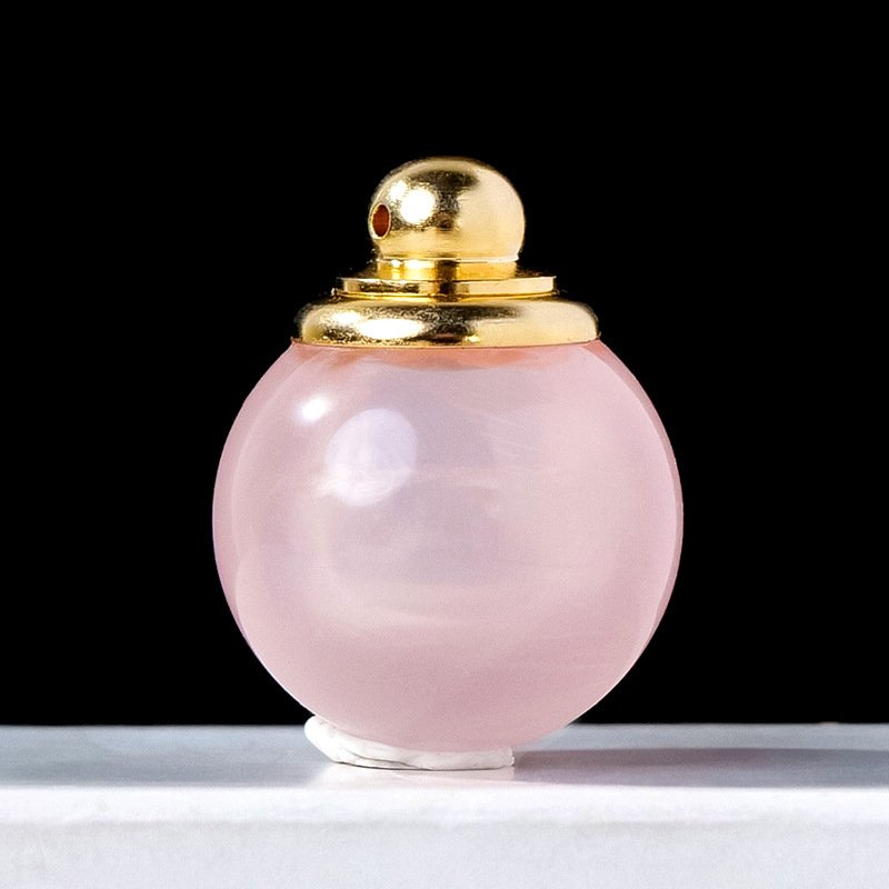 High-Quality Rose Quartz Round Bead Perfume Bottle Pendant 1.06 in Wholesale