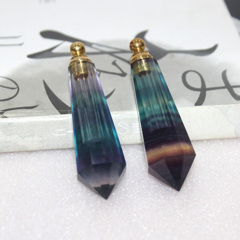 2.28 in Fluorite Perfume Bottle Pendulum 2 Color Bulk - Natural and untreated / Multicolor