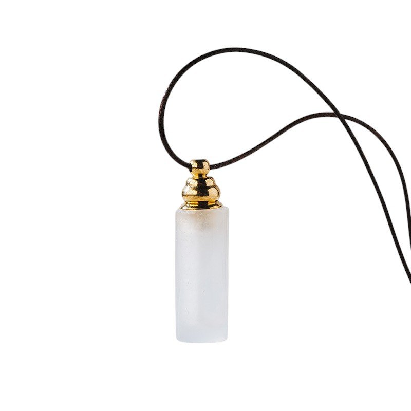 Natural White Agate Stick-Shaped Crystal Perfume Bottle Pendant 1.65 in Wholesale