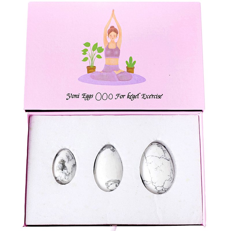 Howlite Egg Gift Box Set 3.74 in