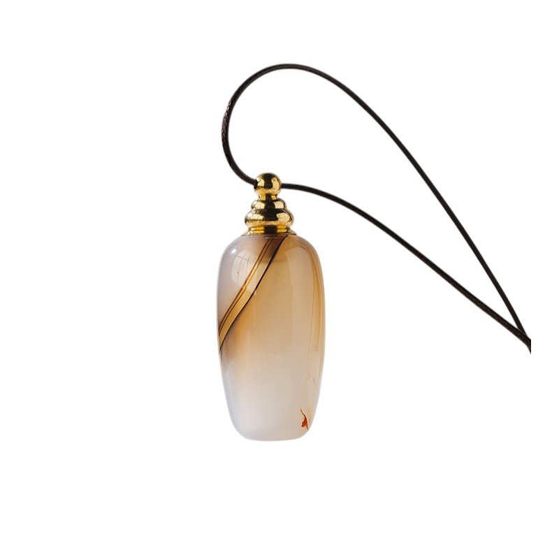 Natural Brown Agate Jar-Shaped Crystal Perfume Bottle Pendant 1.81 in Wholesale