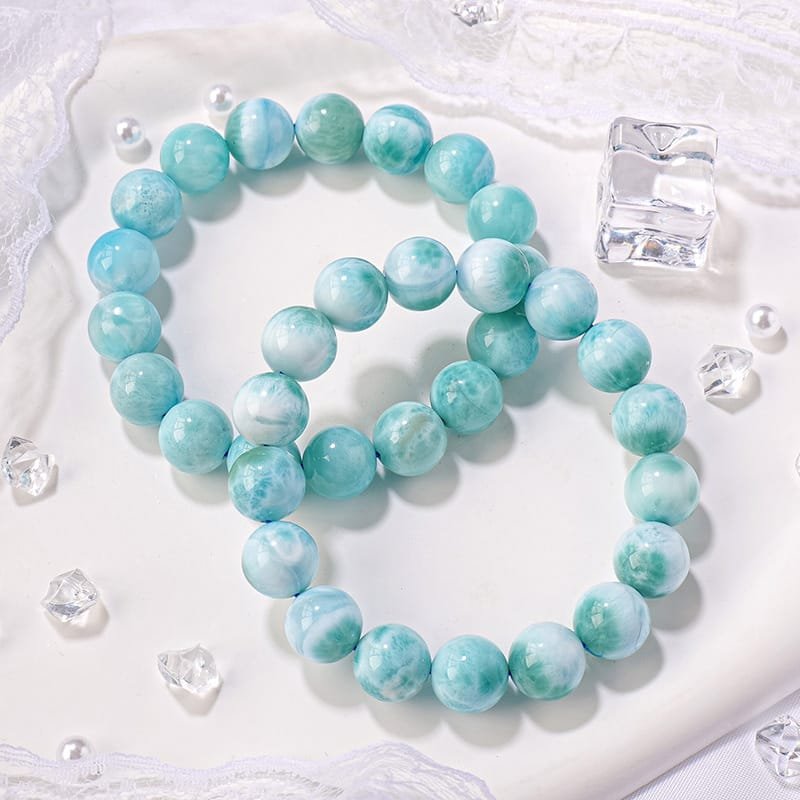Natural Larimar Bead Bracelet Wholesale 0.28 in (0.7 cm) - 2