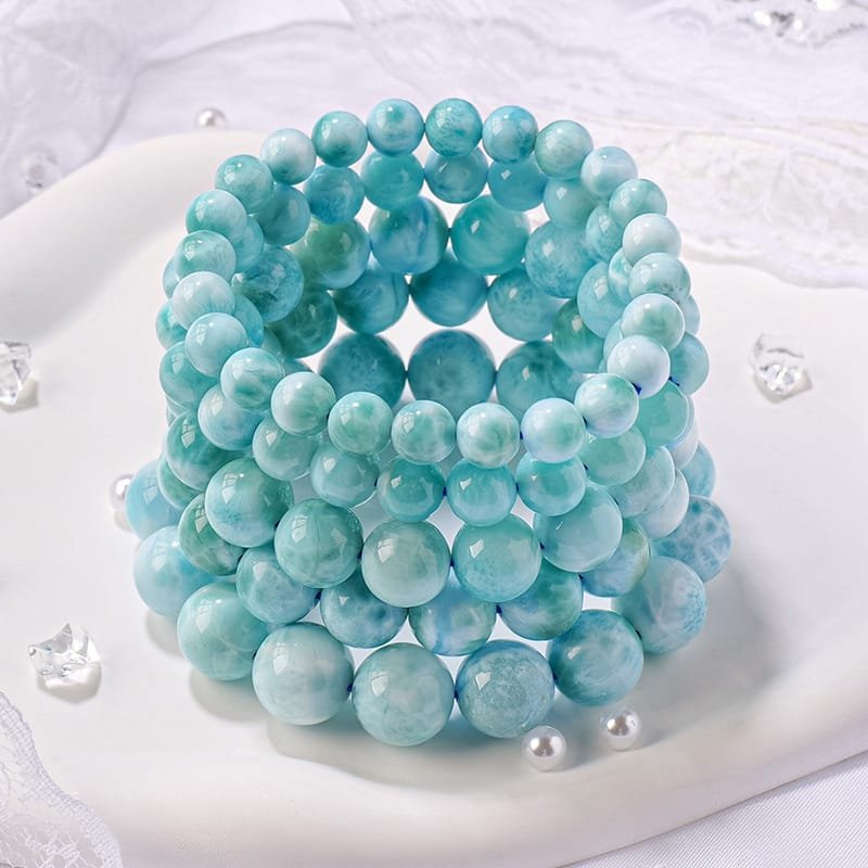 Natural Larimar Bead Bracelet Wholesale 0.28 in (0.7 cm) - 3