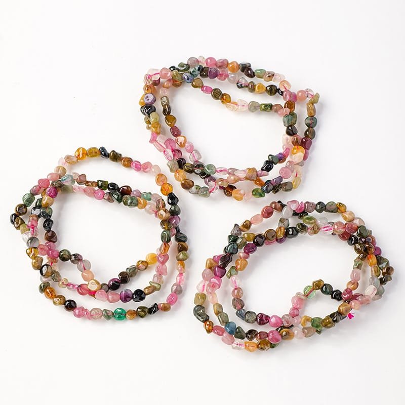 Natural Multicolor Tourmaline Chip Long Bracelet Wholesale 0.20 in (0.5 cm) - 3