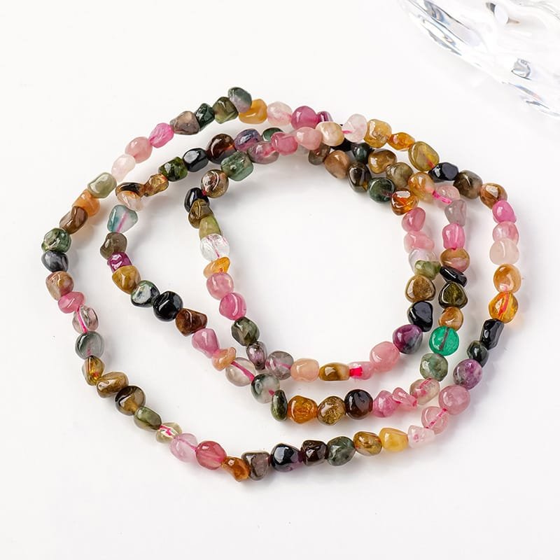Natural Multicolor Tourmaline Chip Long Bracelet Wholesale 0.20 in (0.5 cm)