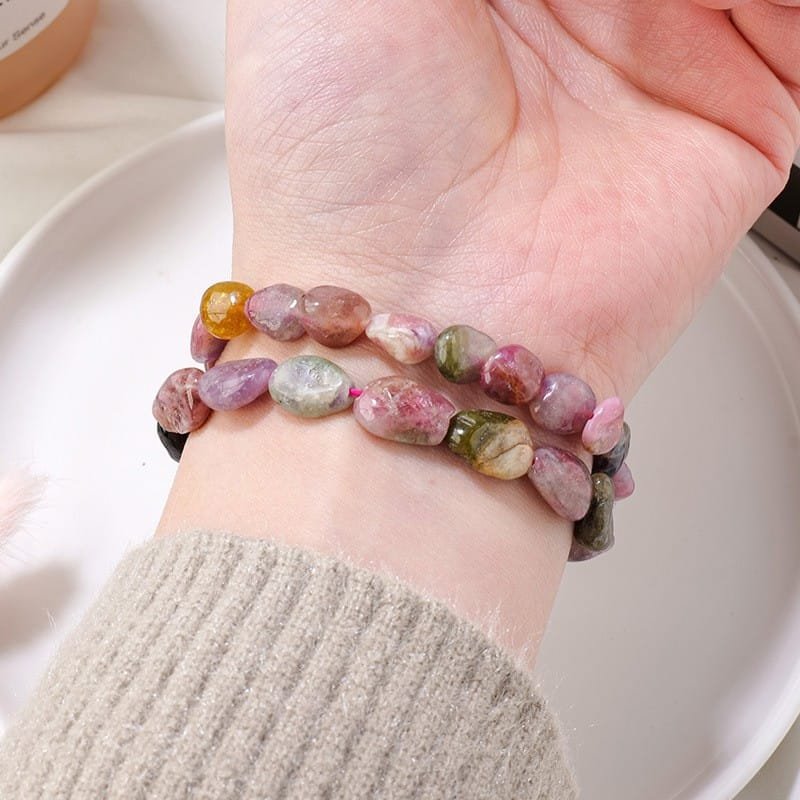 Natural Plum Blossom Tourmaline Nugget Bracelet Wholesale 0.39 in (1 cm) - 1