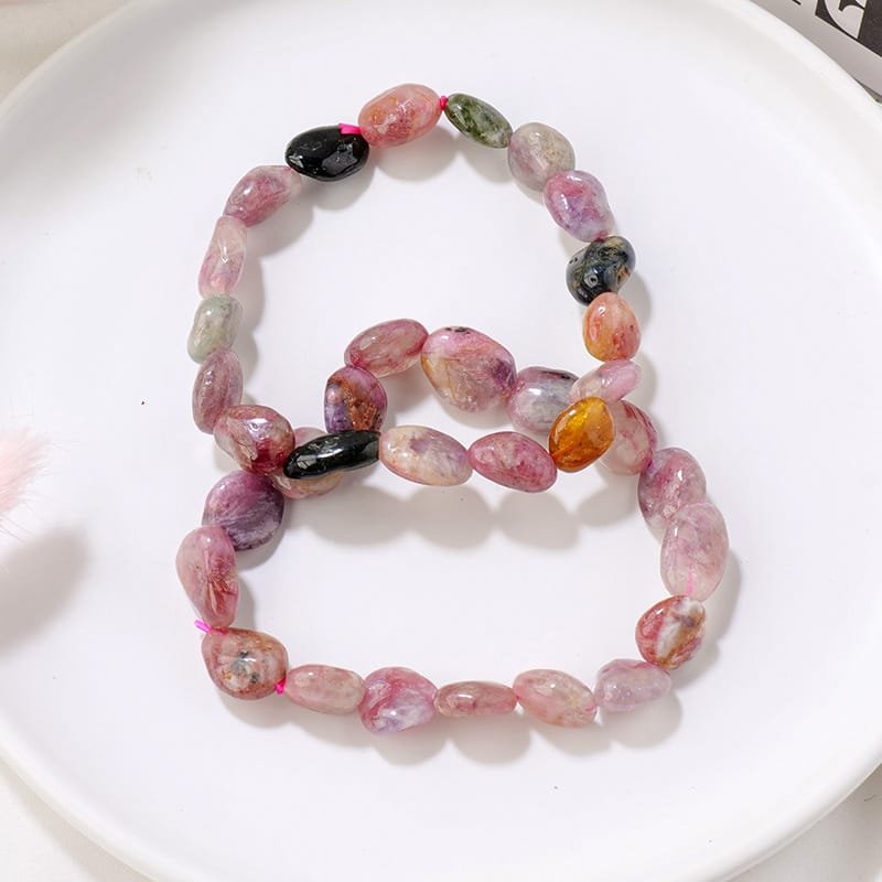 Natural Plum Blossom Tourmaline Nugget Bracelet Wholesale 0.39 in (1 cm) - 2