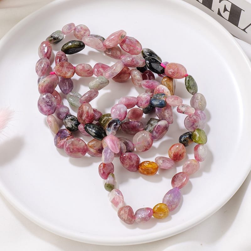 Natural Plum Blossom Tourmaline Nugget Bracelet Wholesale 0.39 in (1 cm) - 3