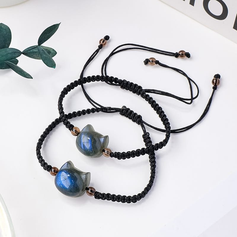 Natural Labradorite Cat Bracelet Wholesale 0.60 in (1.5 cm) - 2