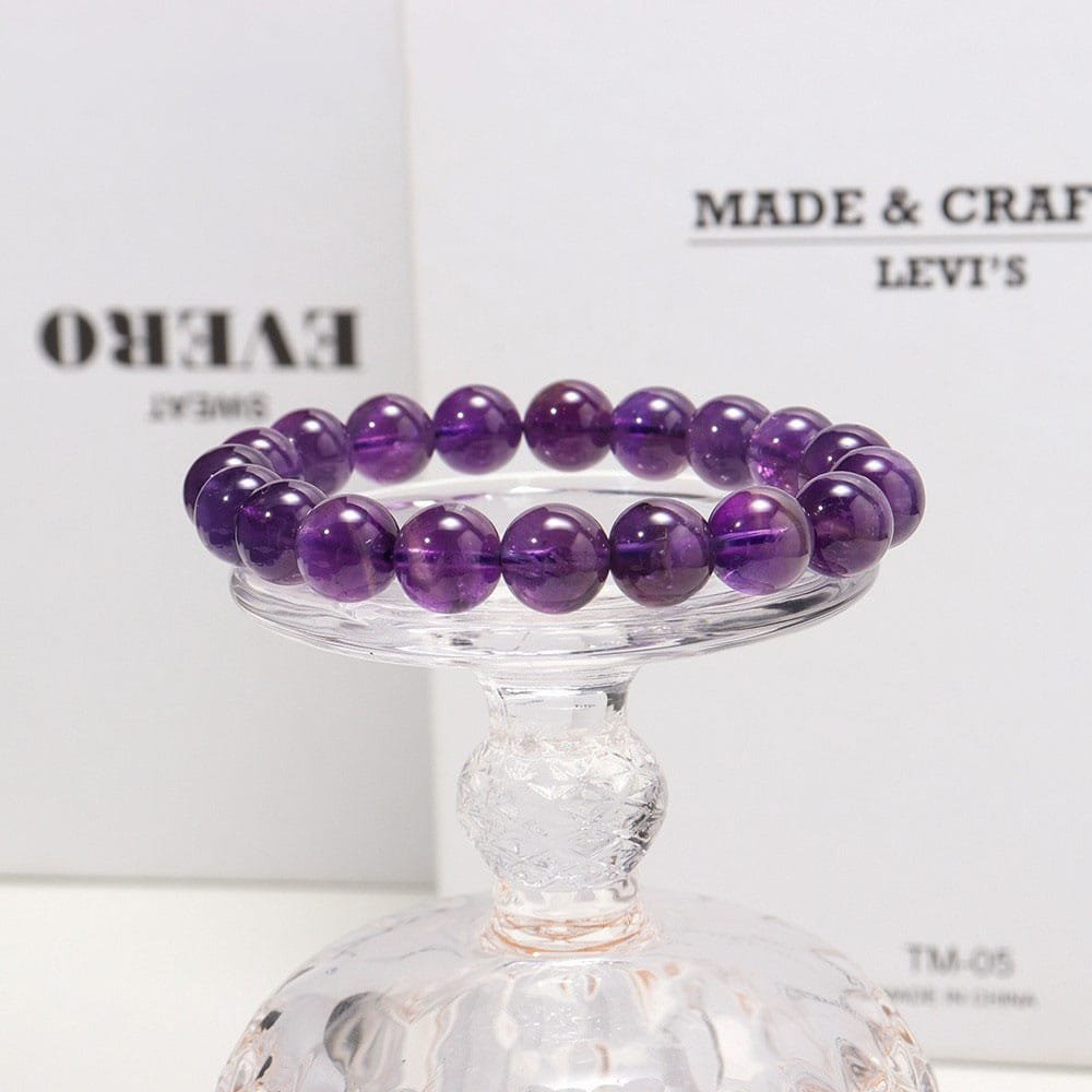 Natural Dark Amethyst Bead Bracelet Wholesale 0.39 in (1 cm)