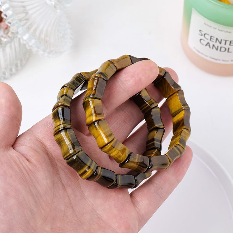 Natural Tiger's Eye Bamboo-Shaped Bracelet Wholesale 0.59 in (1.5 cm) - 2