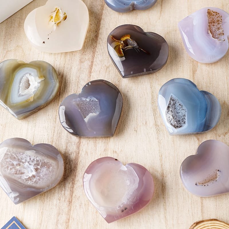 Natural Druzy Agate Heart Geode Wholesale 1.97-2.76 in (5-7 cm) - 2