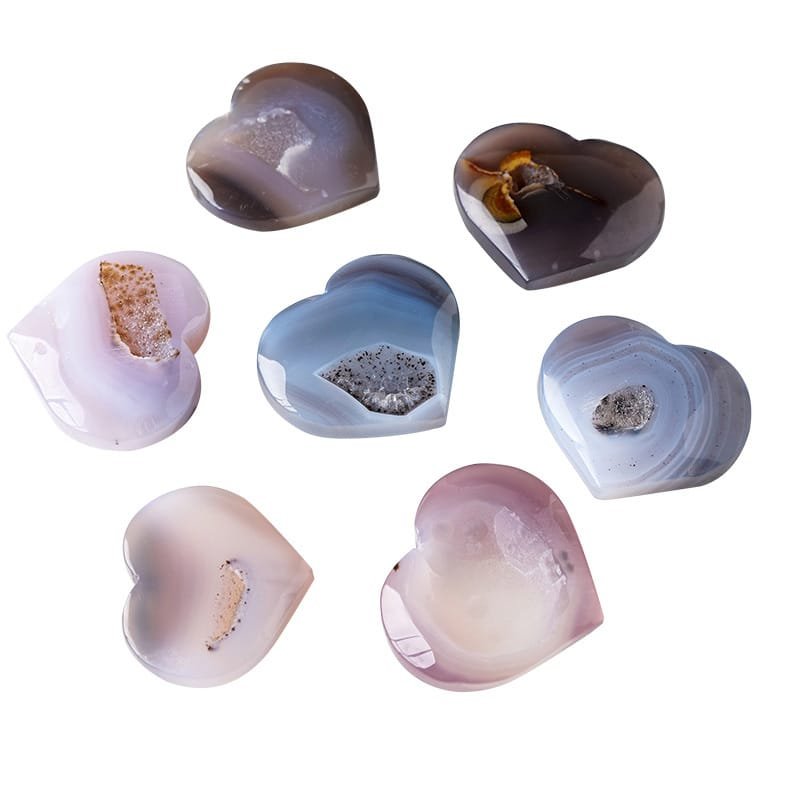 Natural Druzy Agate Heart Geode Wholesale 1.97-2.76 in (5-7 cm)