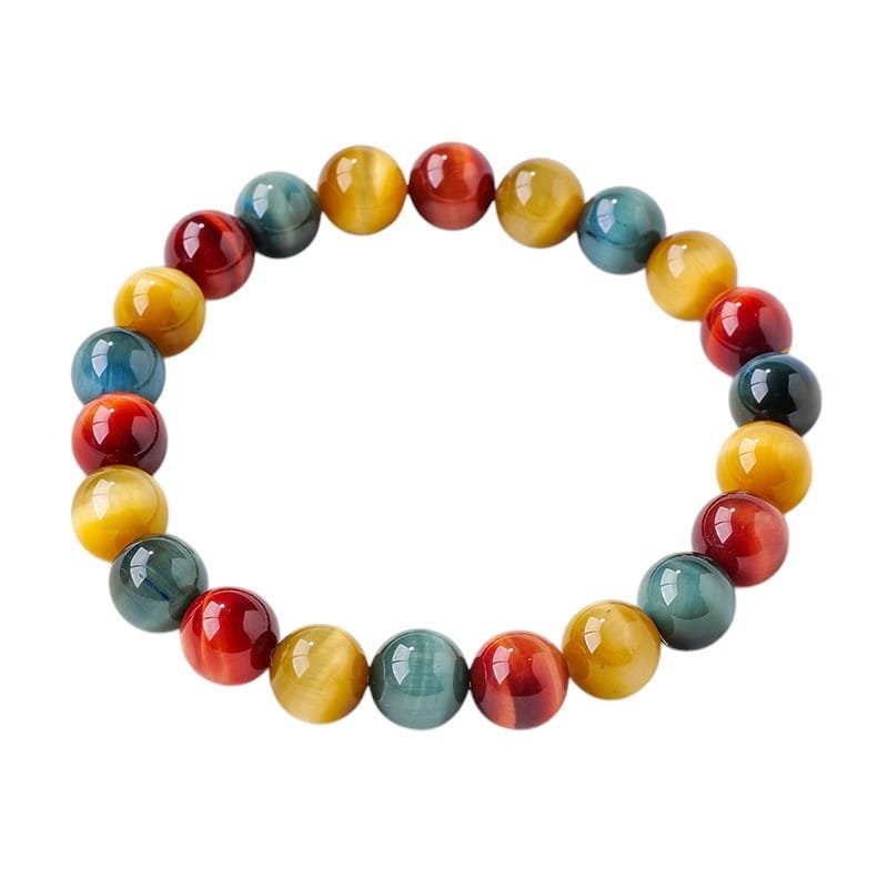 Dyed Colorful Tiger’s Eye Bead Bracelet Wholesale 0.31 in (0.8 cm)