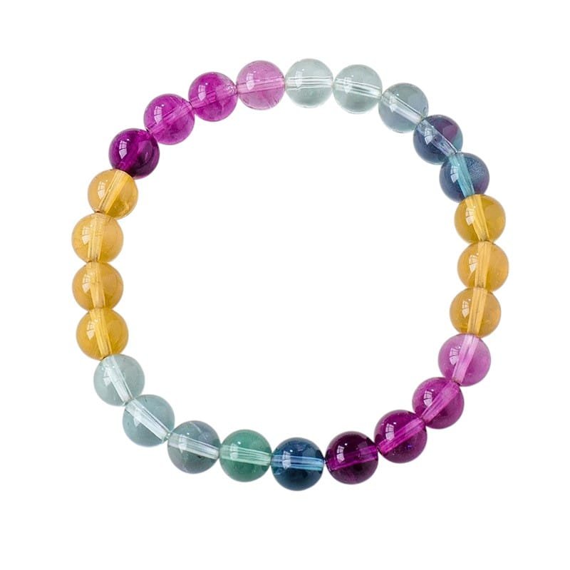 3 Sizes of Fluorite Crystal Beads Bracelet Wholesale - W: 0.31 in(0.8 cm); H: 0.31 in(0.8 cm)