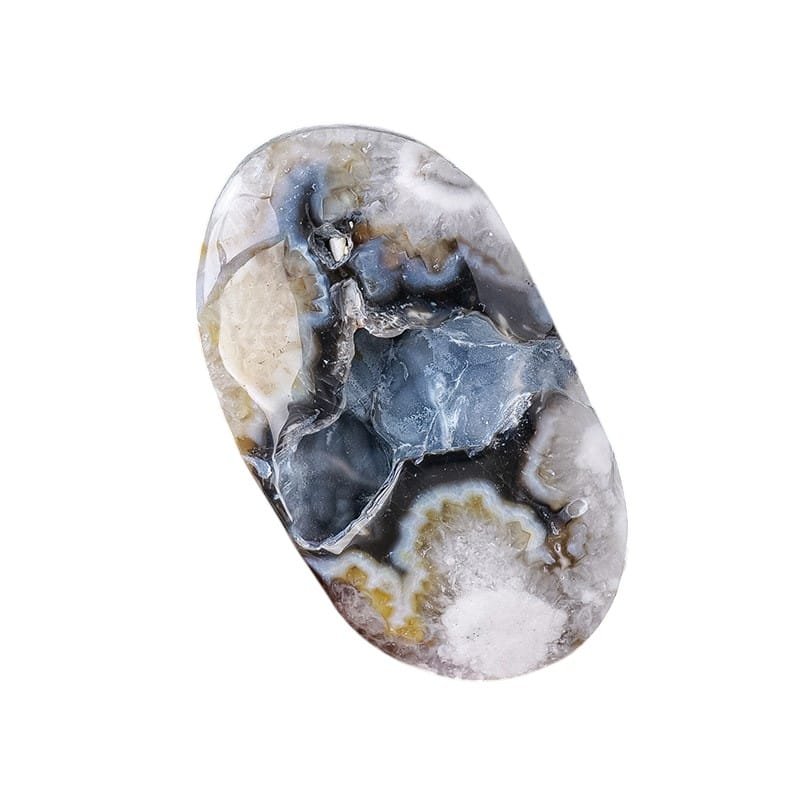 Natural Gray Argentinian Agate Geode Palm Stone 2.36 in Wholesale