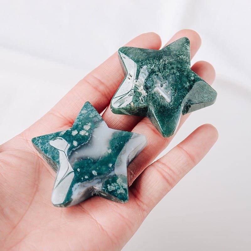 Moss Agate Star 1.97-2.36 in Bulk