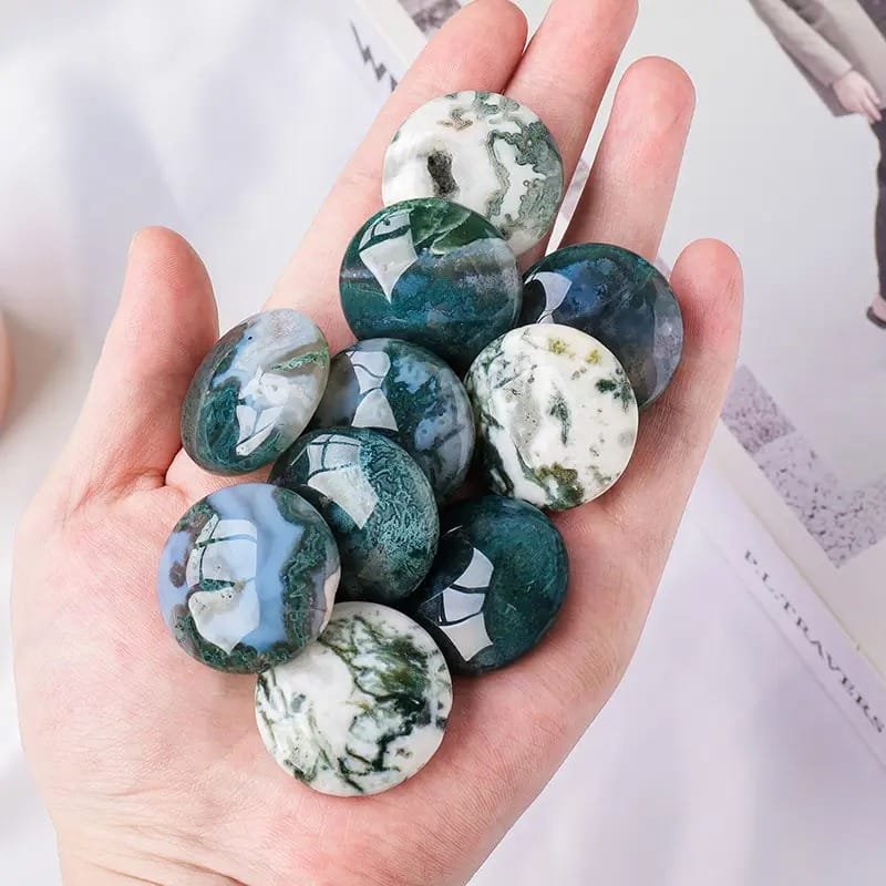 Moss Agate Palm Stone 1.18 in Bulk