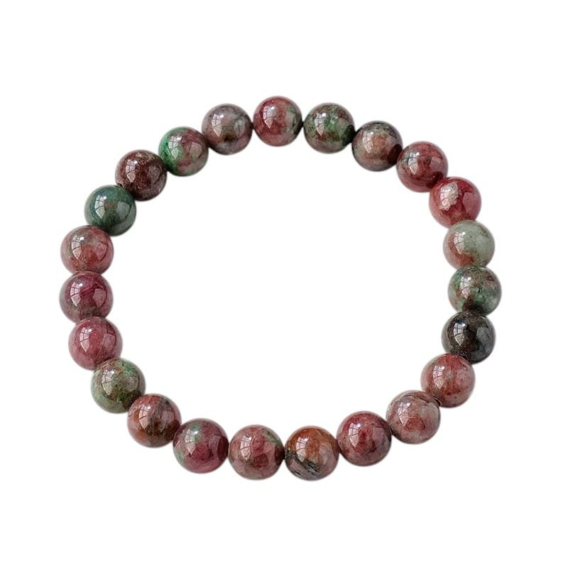 Natural Garnet in Green Kyanite Bead Bracelet Wholesale 0.31 in (0.8 cm)