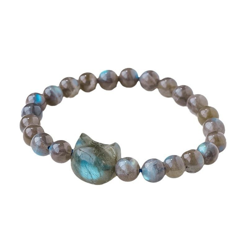 Natural Labradorite Cat Bead Bracelet Wholesale 0.31 in (0.8 cm)