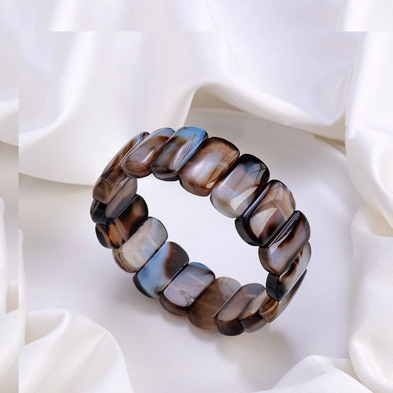 Natural Black Banded Agate Plaque Bracelet Wholesale 0.87 in (2.2 cm)
