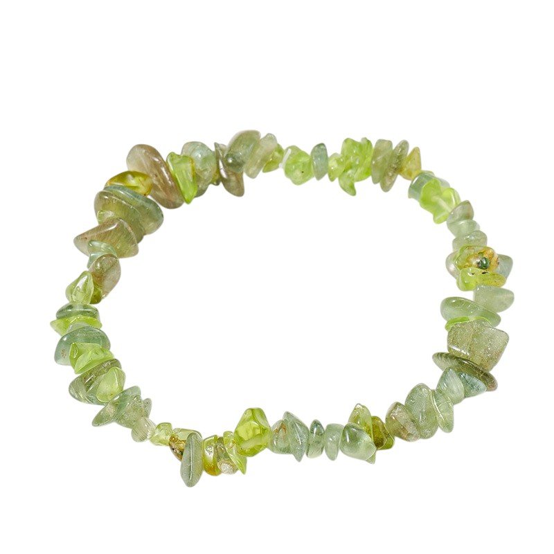 2 Sizes of Peridot Crystal Chips Bracelet Wholesale - W: 0.20-0.28 in(0.5-0.7 cm); H: 0.39 in(1 cm)