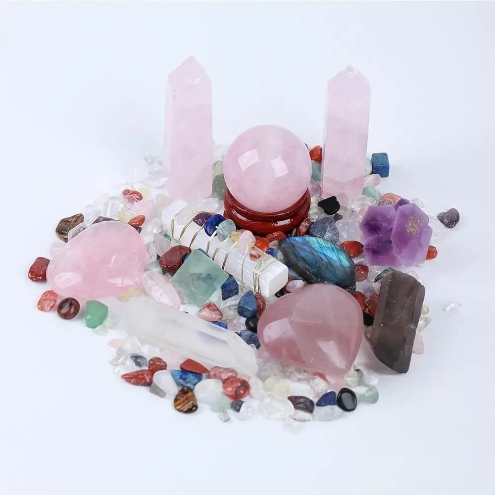 Rose Quartz Tumbled Stone Gift Box Set