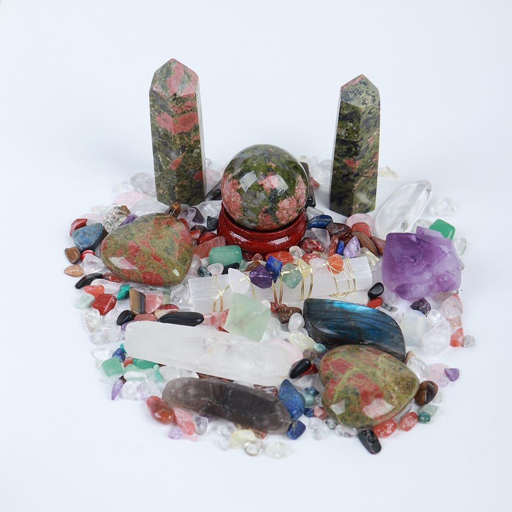 Unakite Tumbled Stone Gift Box Set