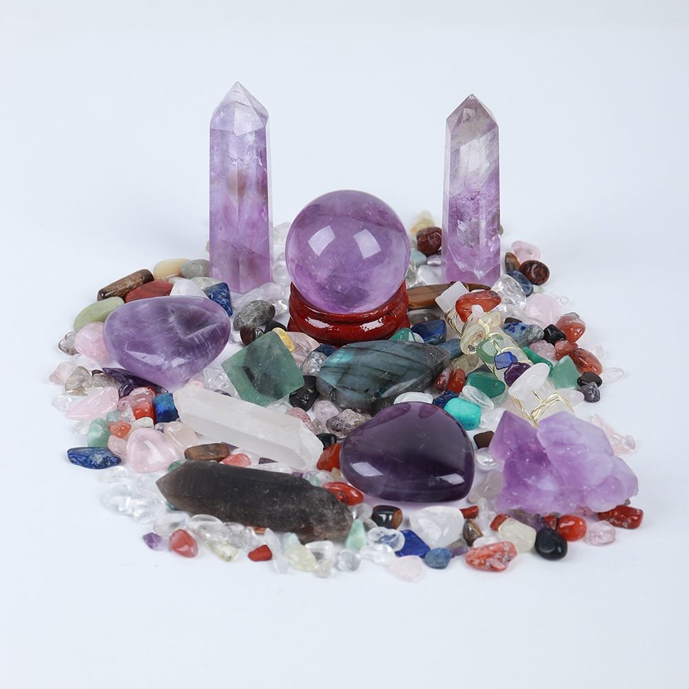 Amethyst Tumbled Stone Gift Box Set