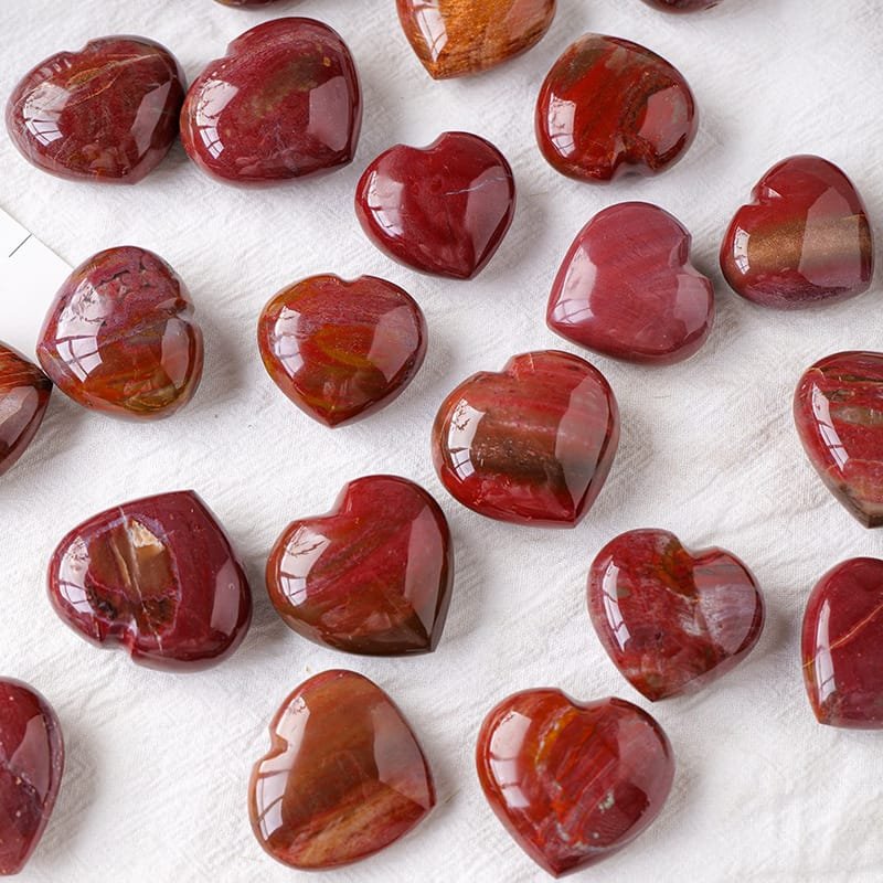 Natural Red Petrified Wood Heart Palm Stone Wholesale 1.18-1.57 in (3-4 cm)