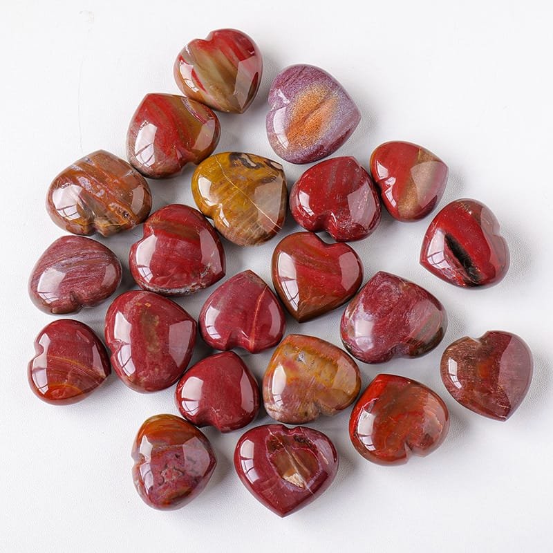 Natural Red Petrified Wood Heart Palm Stone Wholesale 1.18-1.57 in (3-4 cm) - 3